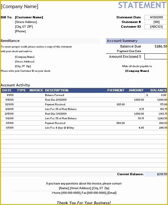 Statement Of Invoices Template Free Of Billing Statement format