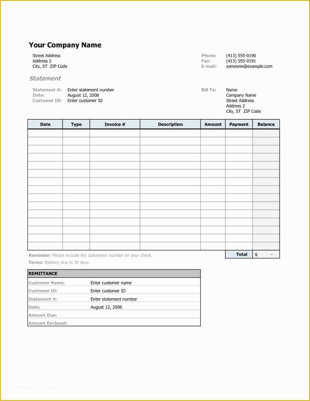 Statement Of Invoices Template Free Of Invoice Statement Invoice Template Statement Example