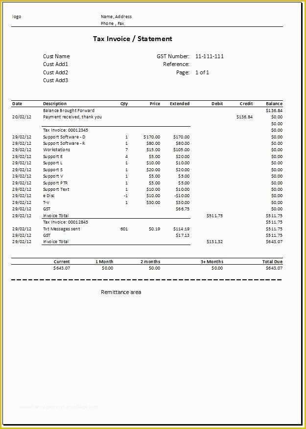 Statement Of Invoices Template Free Of Invoice Statement