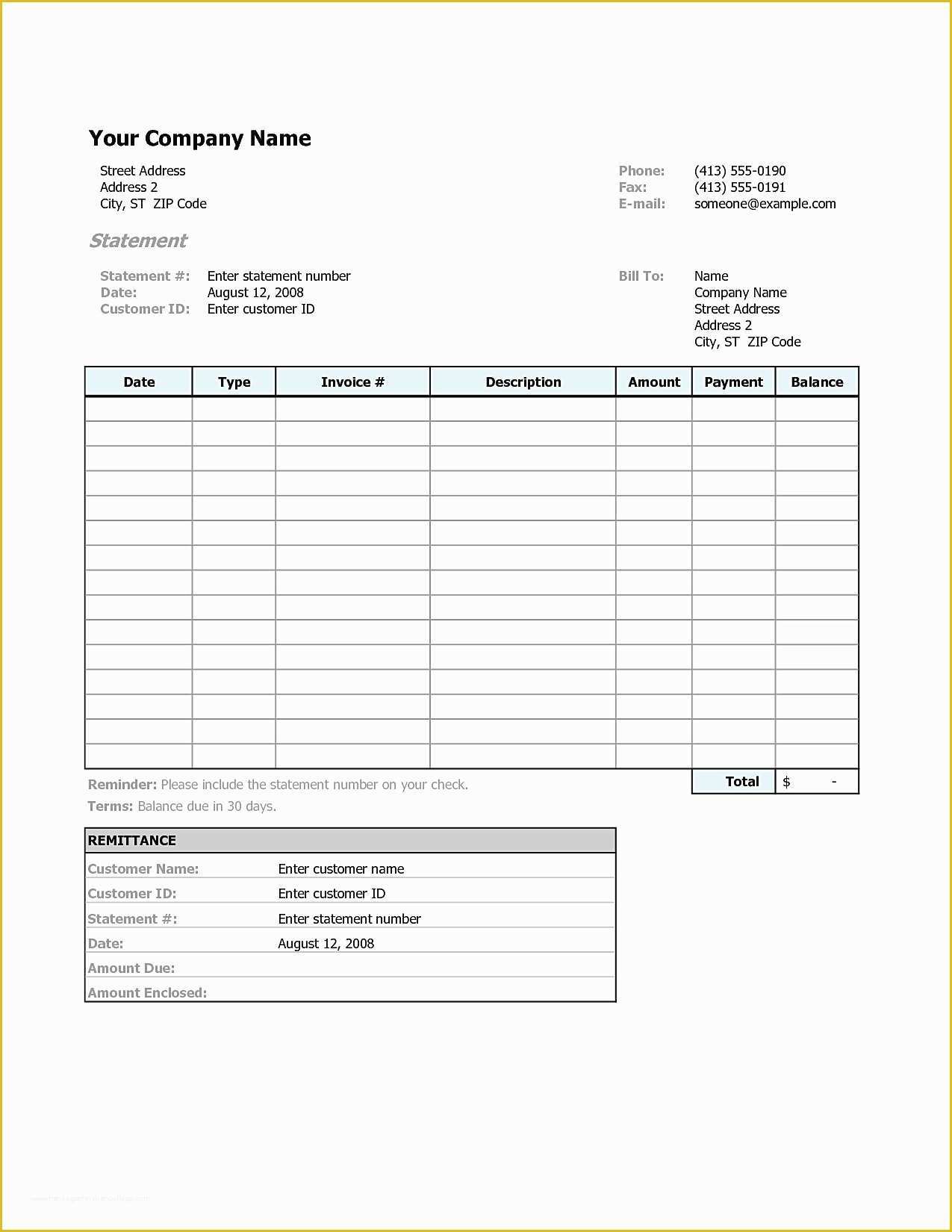 Statement Of Invoices Template Free Of Invoice Statement Templates Clean Bill Statement Template