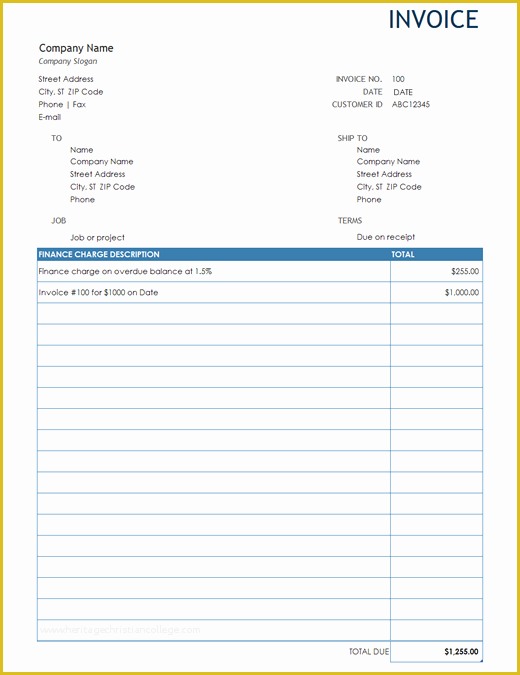 Statement Of Invoices Template Free Of Invoice with Finance Charge