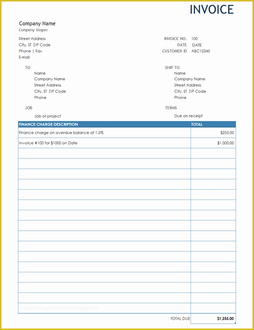 Statement Of Invoices Template Free Of Invoice with Finance Charge