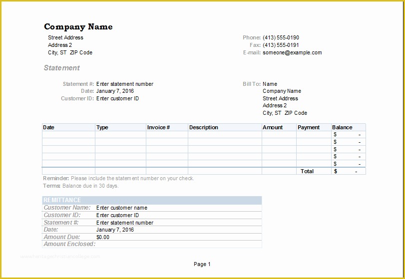 Statement Of Invoices Template Free Of Ms Excel Billing Statement Editable Printable Template