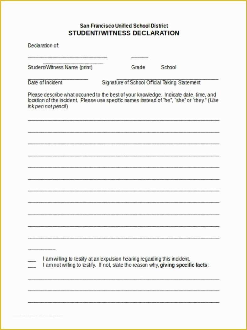 Statement Template Free Download Of 13 Witness Statement forms Free Pdf Doc format