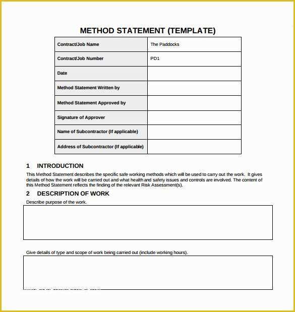 Statement Template Free Download Of 9 Method Statement Templates Pdf Word