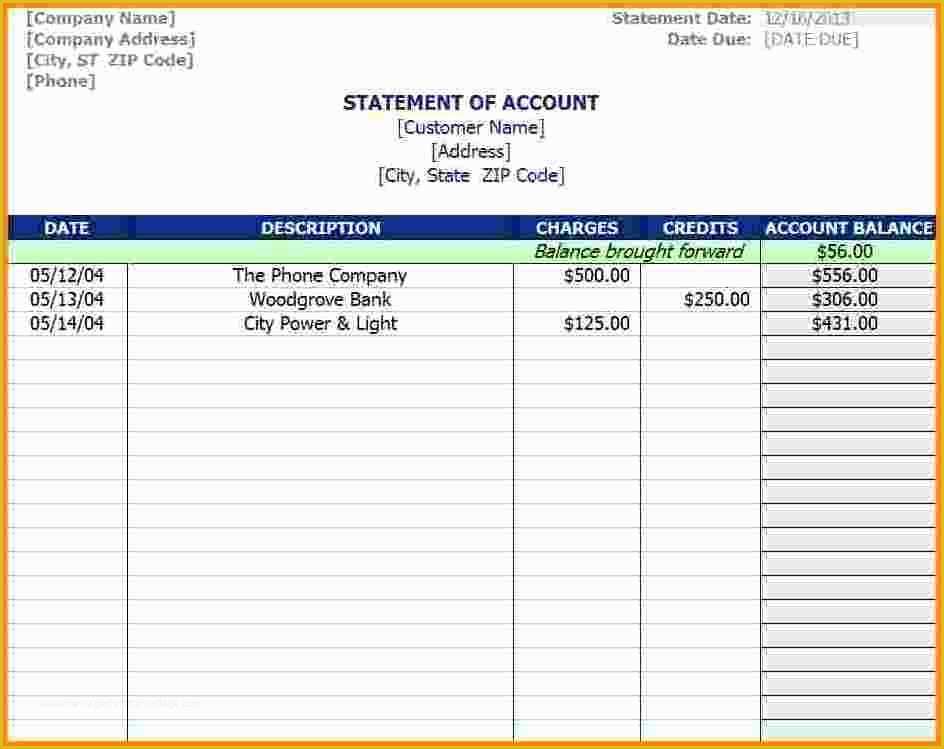 Statement Template Free Download Of 9 Statement Of Account Template Free