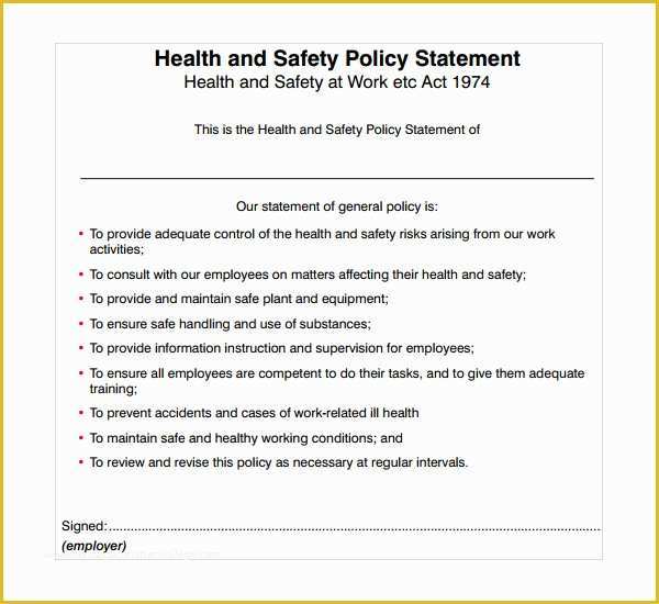 Statement Template Free Download Of Health and Safety Policy Template Free Download Pccc