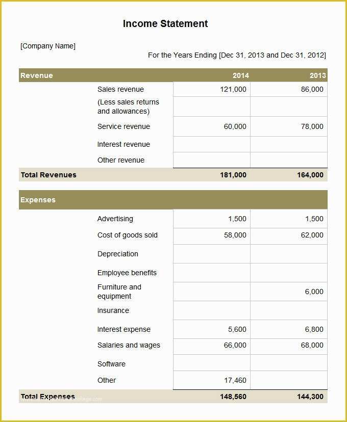 Statement Template Free Download Of In E Statement Template 5 Free Excel Pdf Documents