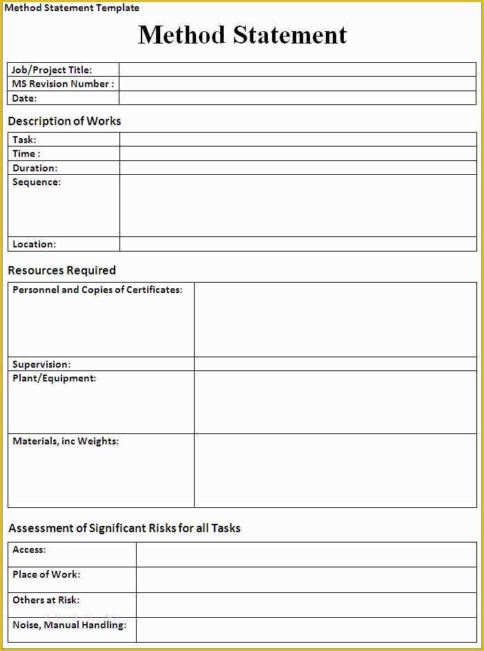 Statement Template Free Download Of Method Statement Template