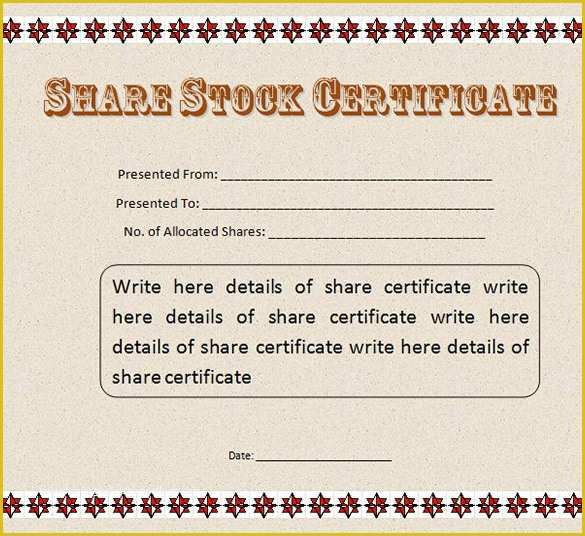 Stock Certificate Template Free Download Of 22 Stock Certificate Templates Word Psd Ai Publisher