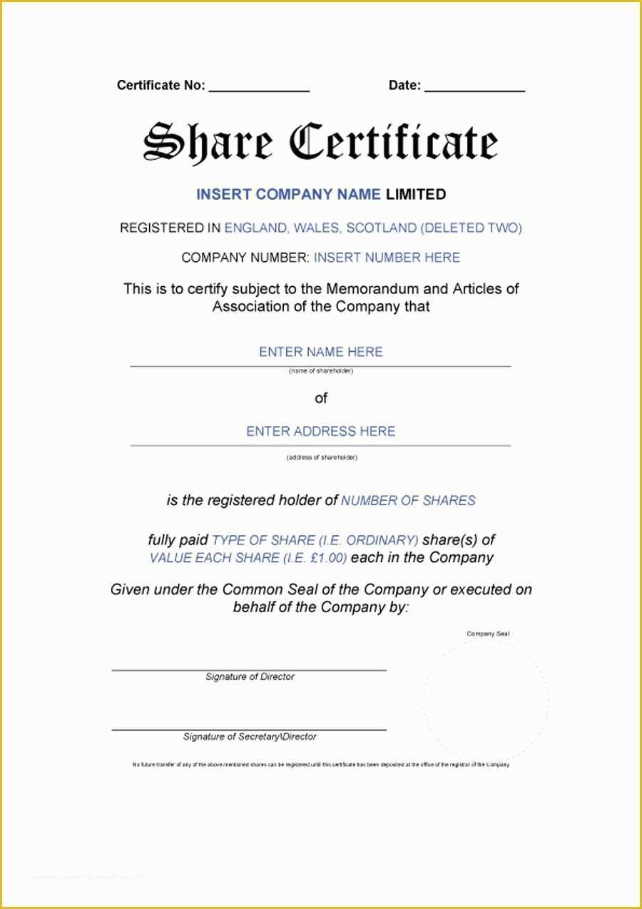 Stock Certificate Template Free Download Of 41 Free Stock Certificate Templates Word Pdf Free