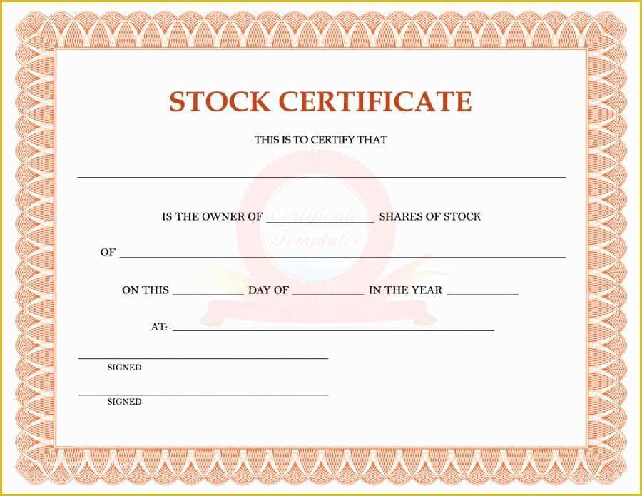 Stock Certificate Template Free Download Of 41 Free Stock Certificate Templates Word Pdf Free