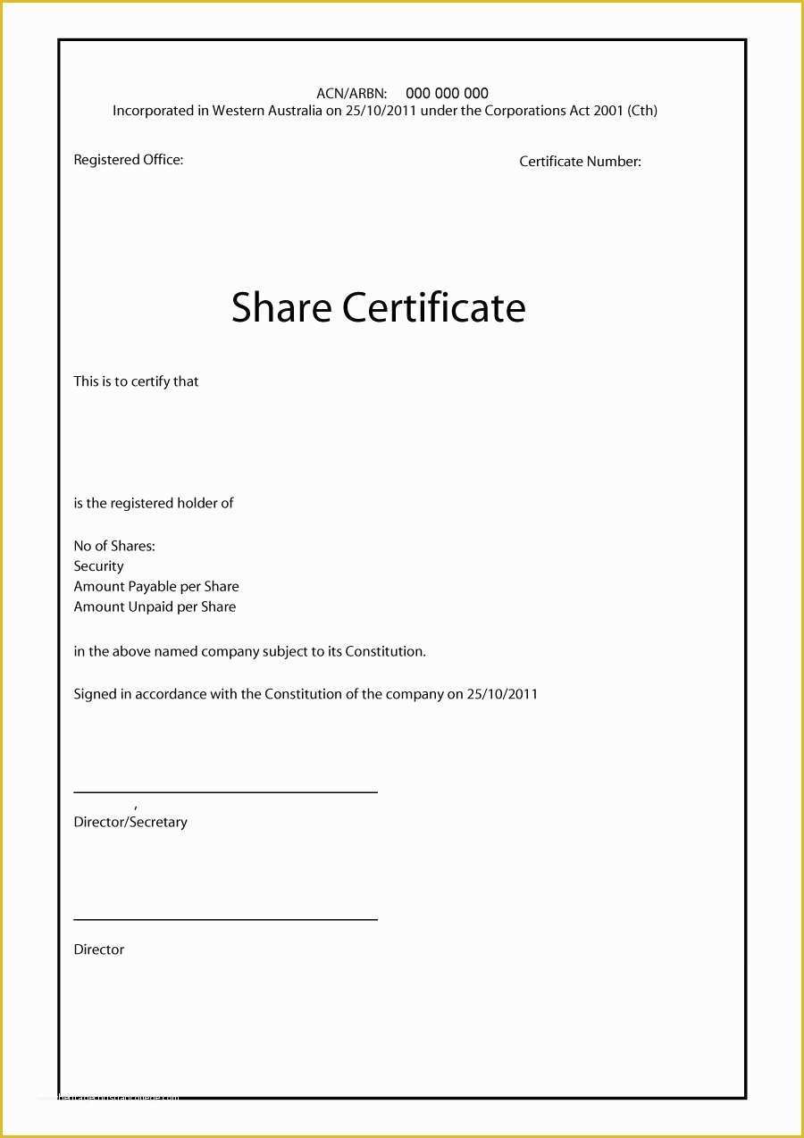 Stock Certificate Template Free Download Of 41 Free Stock Certificate Templates Word Pdf Free