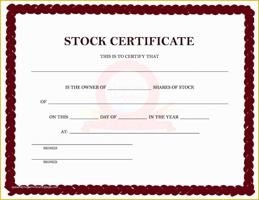 Stock Certificate Template Free Download Of 41 Free Stock Certificate Templates Word Pdf Free