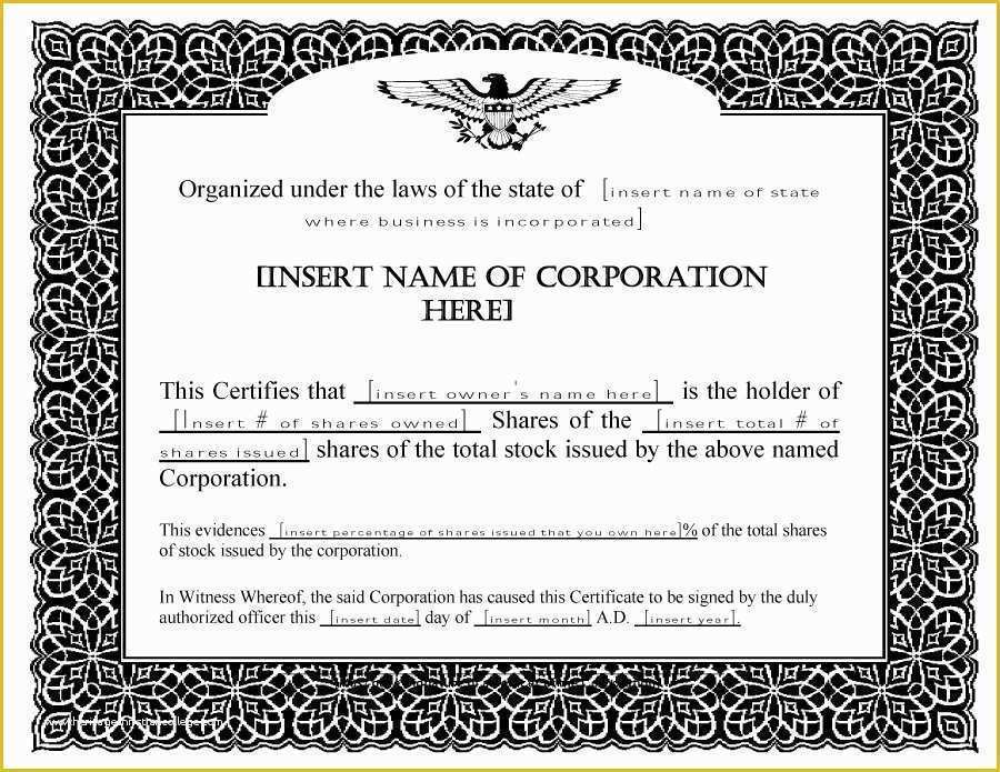 Stock Certificate Template Free Download Of 41 Free Stock Certificate Templates Word Pdf Free