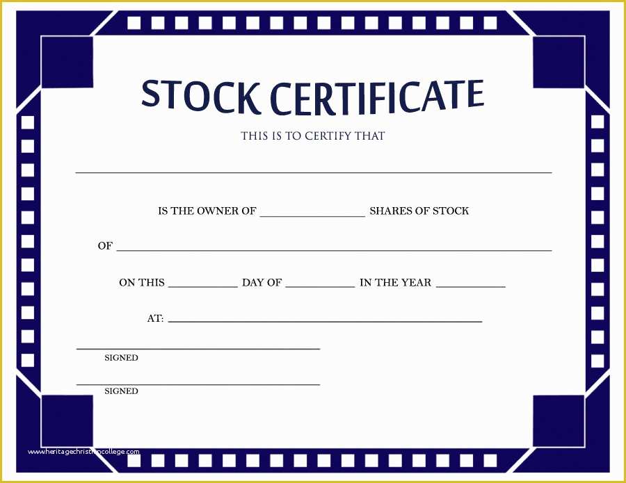 Stock Certificate Template Free Download Of 41 Free Stock Certificate Templates Word Pdf Free