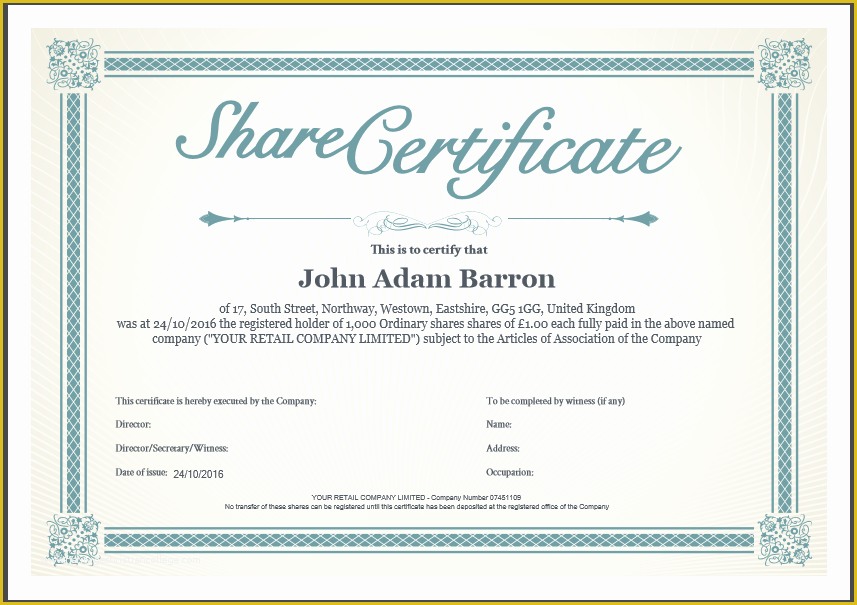 49 Stock Certificate Template Free Download