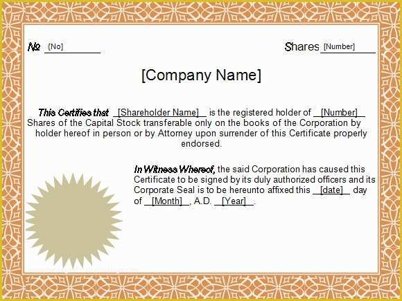 Stock Certificate Template Free Download Of Stock Certificate Template 4 Free Download for Pdf Word