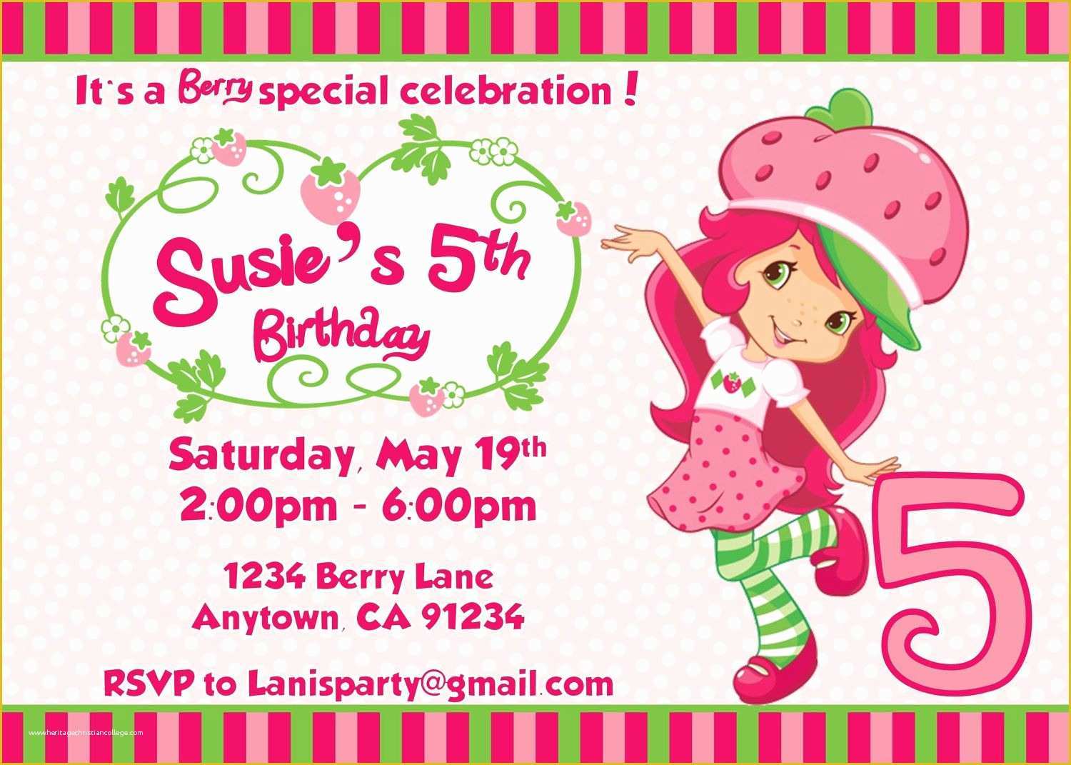 Strawberry Shortcake Invitation Template Free Download Of Free Free Template Strawberry Shortcake Birthday Party