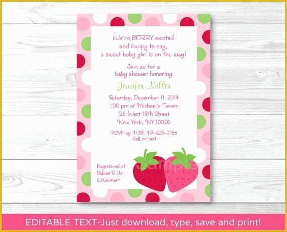 Strawberry Shortcake Invitation Template Free Download Of Free Strawberry Baby Shower Invitation