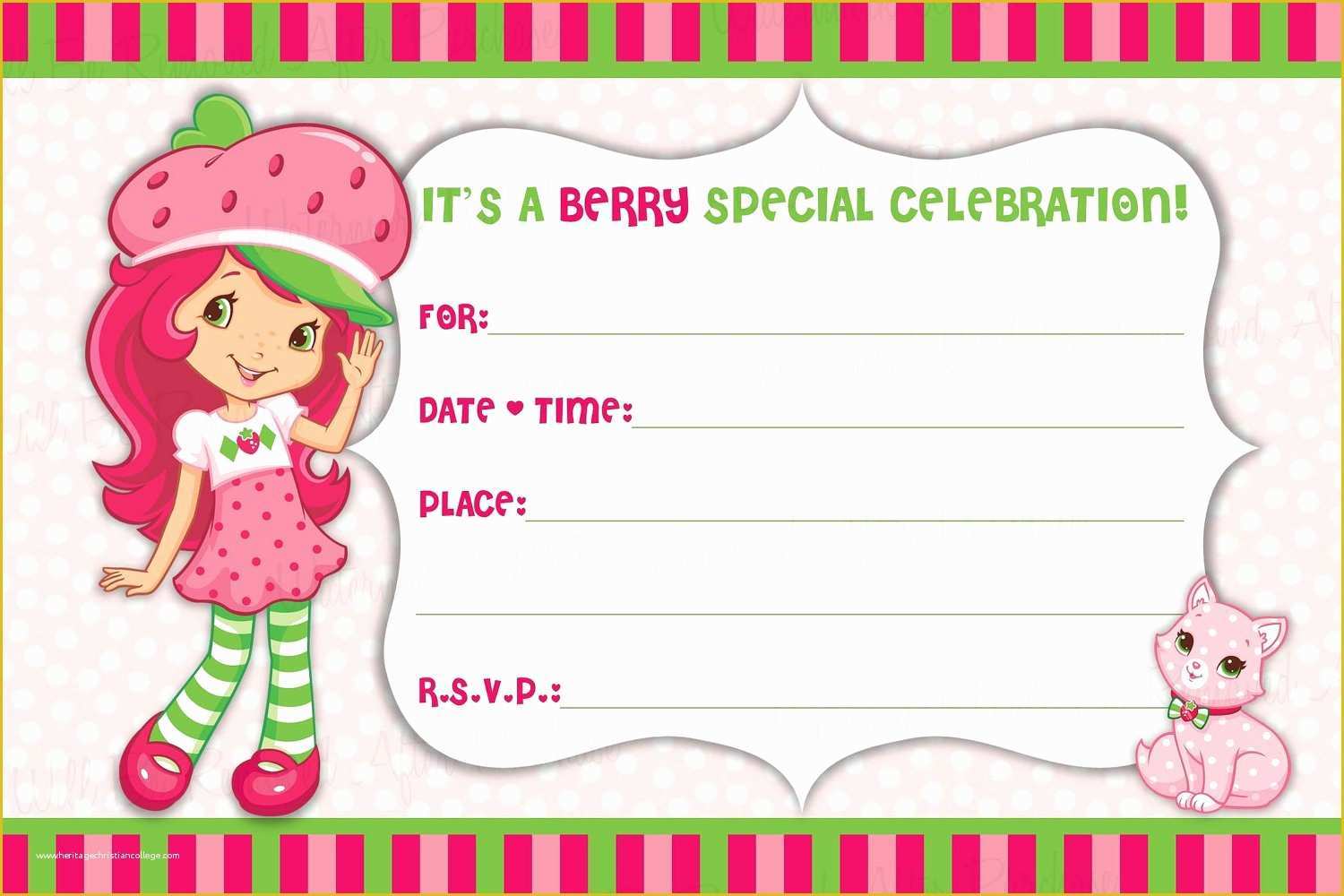 Strawberry Shortcake Invitation Template Free Download Of Instant Download Strawberry Shortcake Blank by