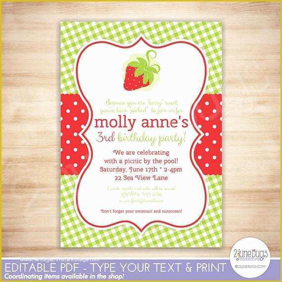 Strawberry Shortcake Invitation Template Free Download Of Strawberry Party Invitation Strawberry Shortcake