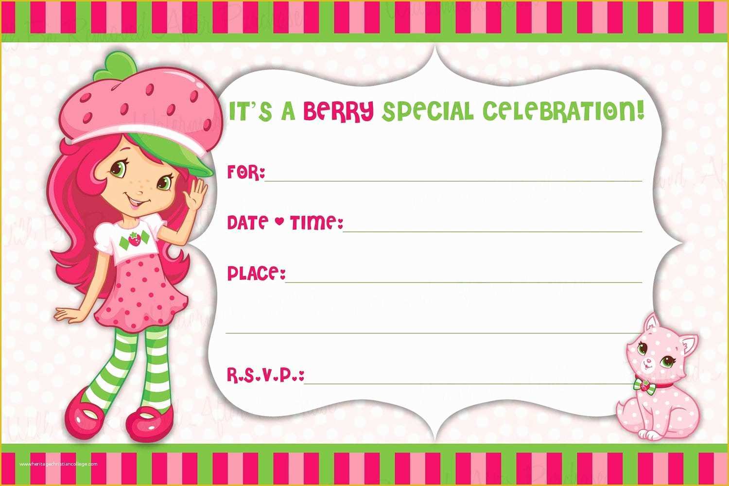 Strawberry Shortcake Invitation Template Free Download Of Strawberry Shortcake Invitation for Baby Shower