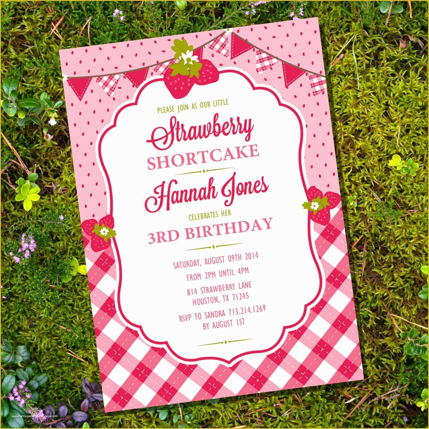 Strawberry Shortcake Invitation Template Free Download Of Strawberry Shortcake Party Invitation for A Girl Instant