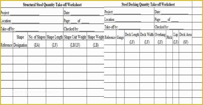 Structural Steel Estimating Template Free Of Download Structural Steel Quantity Take Off Worksheet