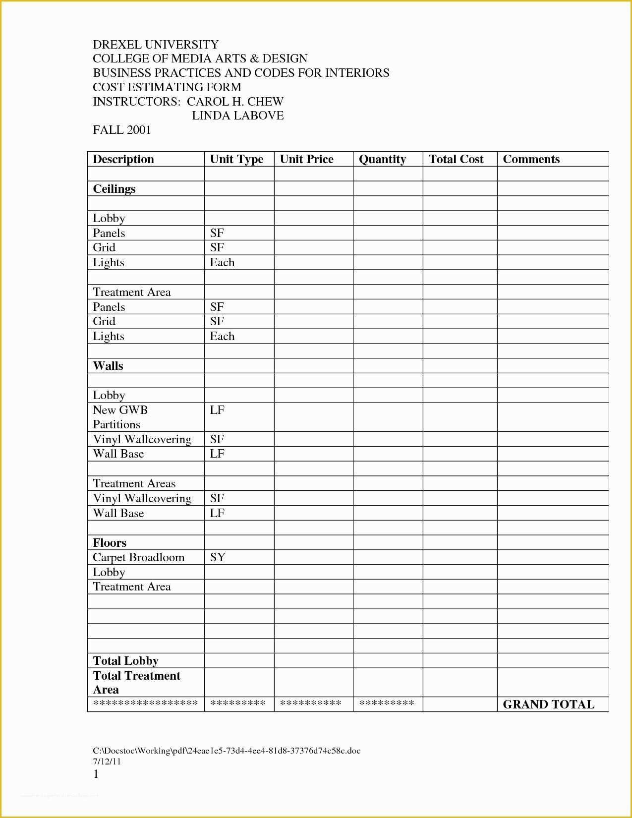 Structural Steel Estimating Template Free Of Flooring Estimate Template with Roofing form Home Design