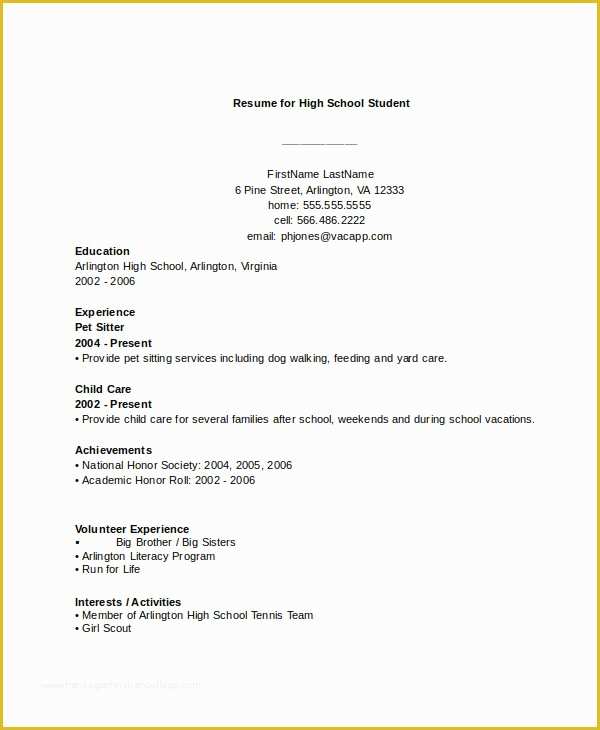 Student Resume Template Free Of 44 Sample Resume Templates