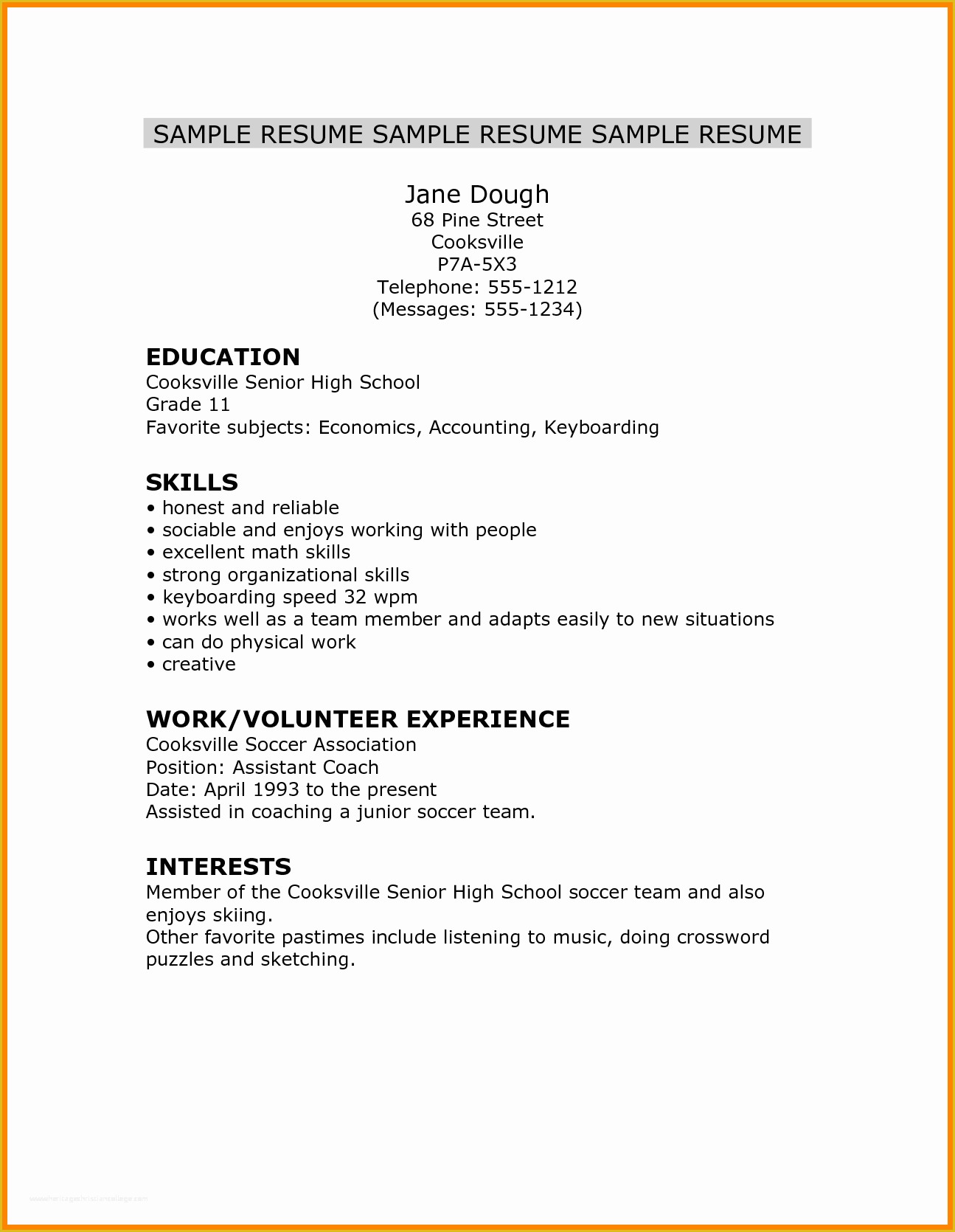 Student Resume Template Free Of 5 Cv Template for High School Student