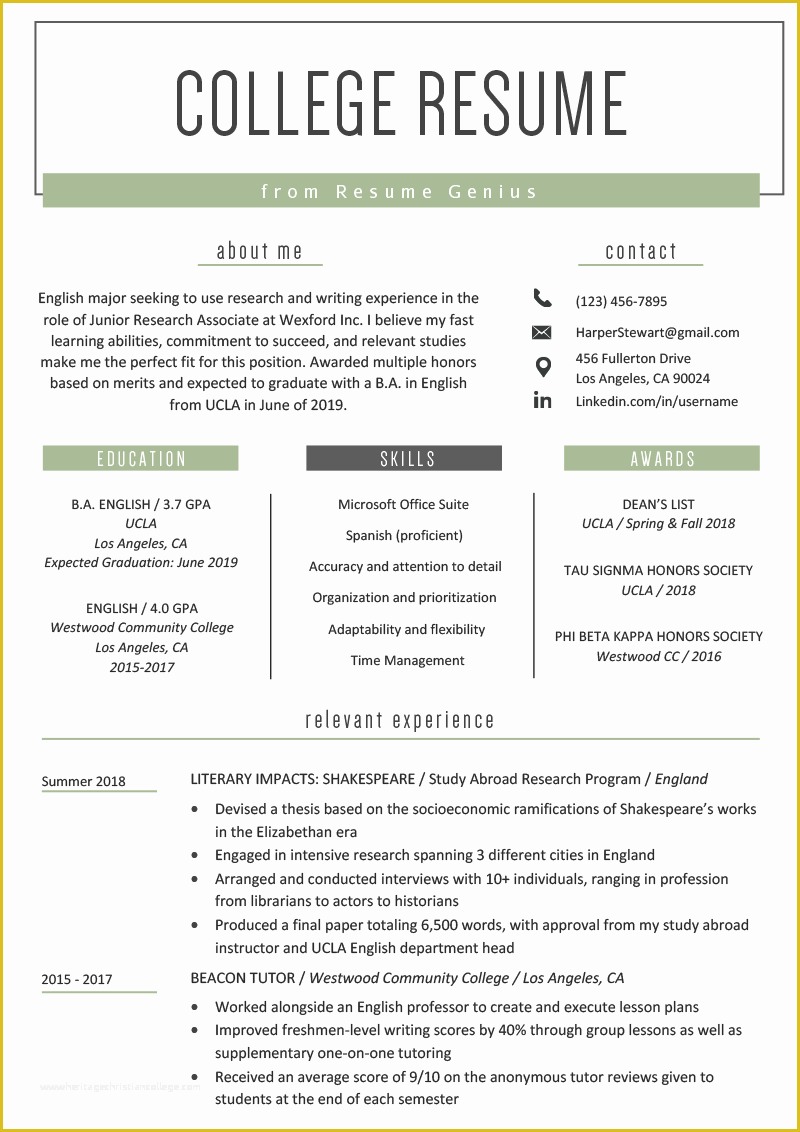 Student Resume Template Free Of College Student Resume Sample & Writing Tips