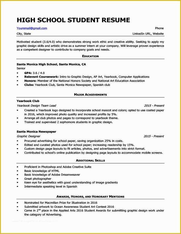 Student Resume Template Free Of High School Resume Template &amp; Writing Tips