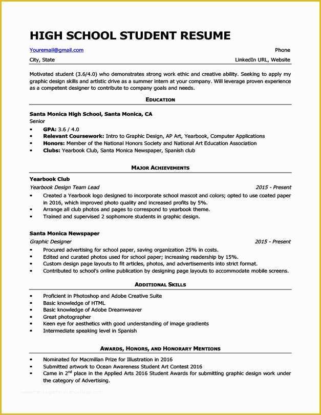 Student Resume Template Free Of High School Resume Template & Writing Tips