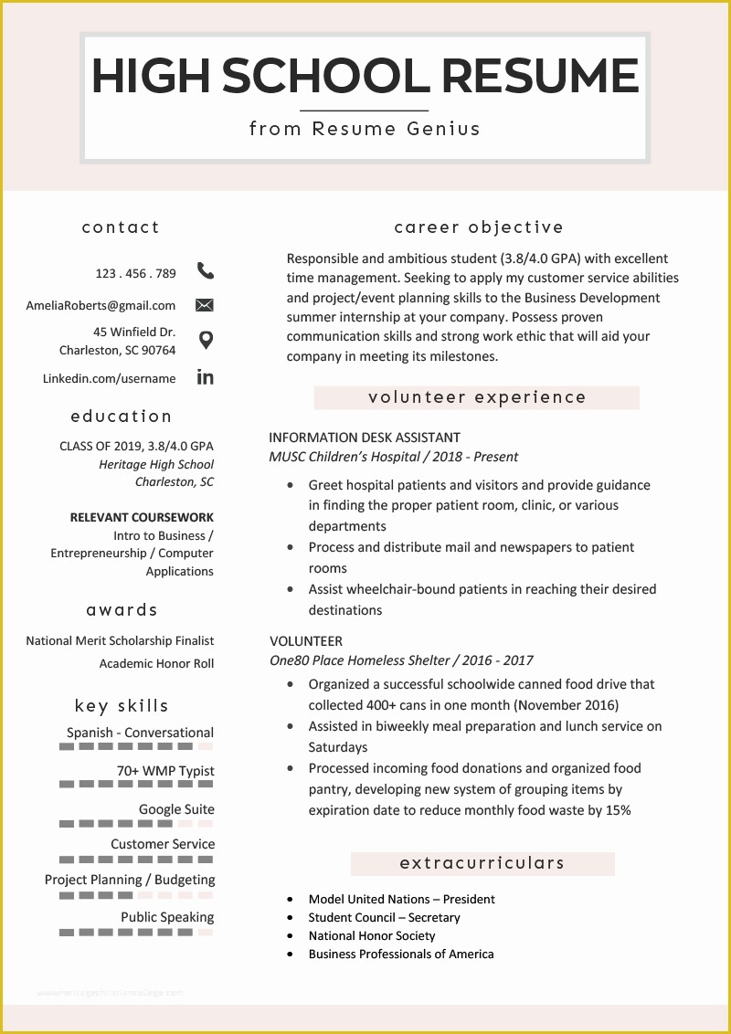 Student Resume Template Free Of High School Student Resume Sample & Writing Tips