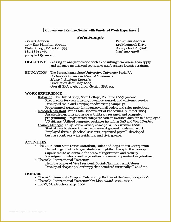 Student Resume Template Free Of Sample Resume by A First Year Student Free Download