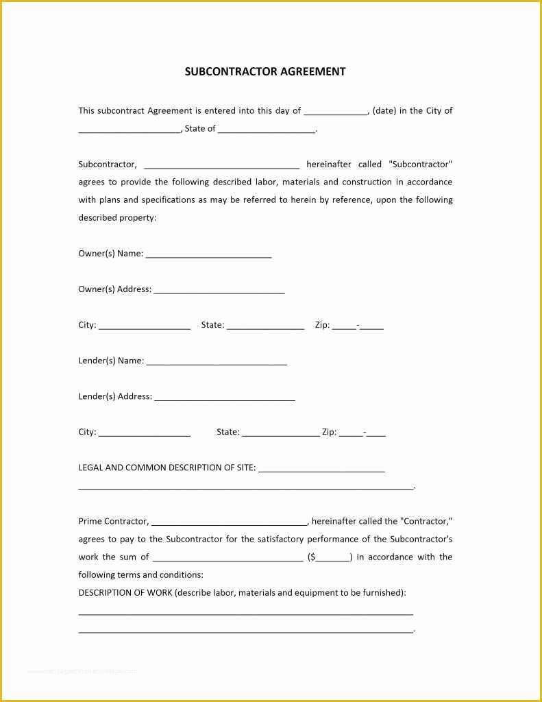 Subcontractor Agreement Template Free Of 12 Detail Subcontractor Agreement Template Word Da