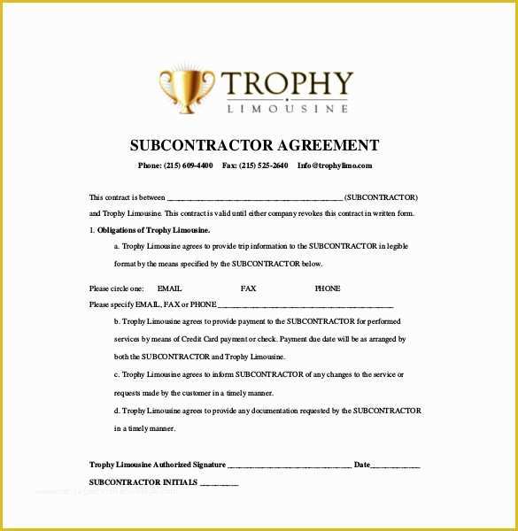 Subcontractor Agreement Template Free Of 13 Subcontractor Agreement Templates – Word Pdf Pages