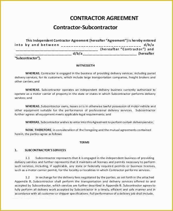 Subcontractor Agreement Template Free Of Construction Subcontract Template – Illwfo