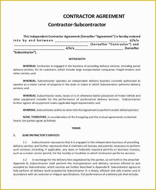 Subcontractor Agreement Template Free Of Motor Carrier Permit Status Impremedia