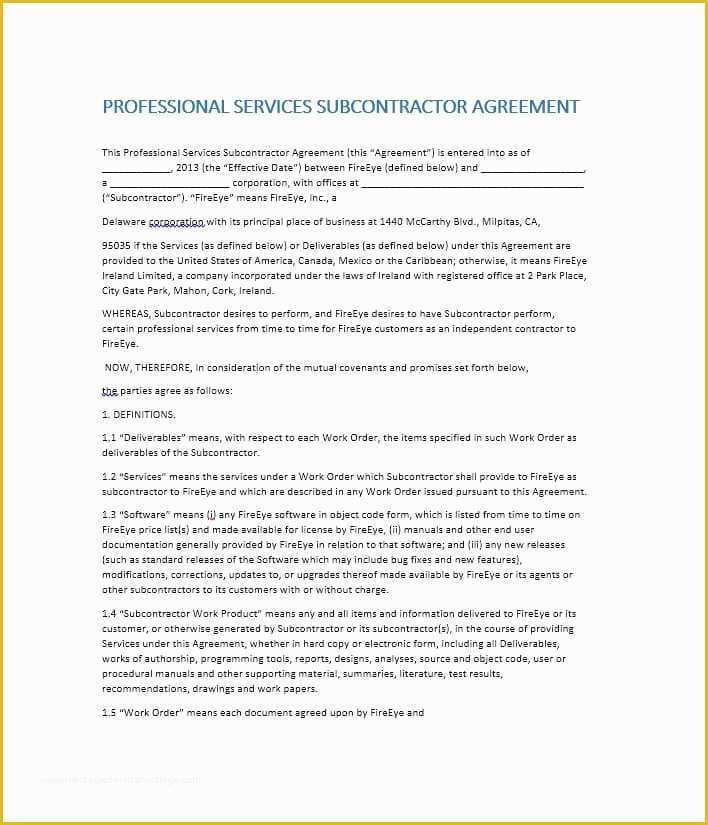 Subcontractor Agreement Template Free Of Need A Subcontractor Agreement 39 Free Templates Here