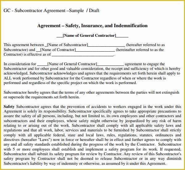 Subcontractor Agreement Template Free Of Subcontractor Agreement 13 Free Pdf Doc Download