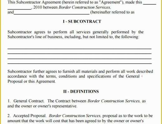 Subcontractor Agreement Template Free Of Subcontractor Agreement 13 Free Pdf Doc Download