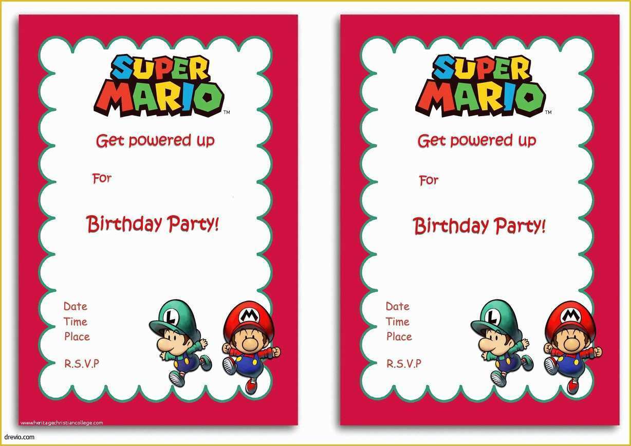 Super Mario Invitations Template Free Of Free Printable Super Mario Bros Invitation Template