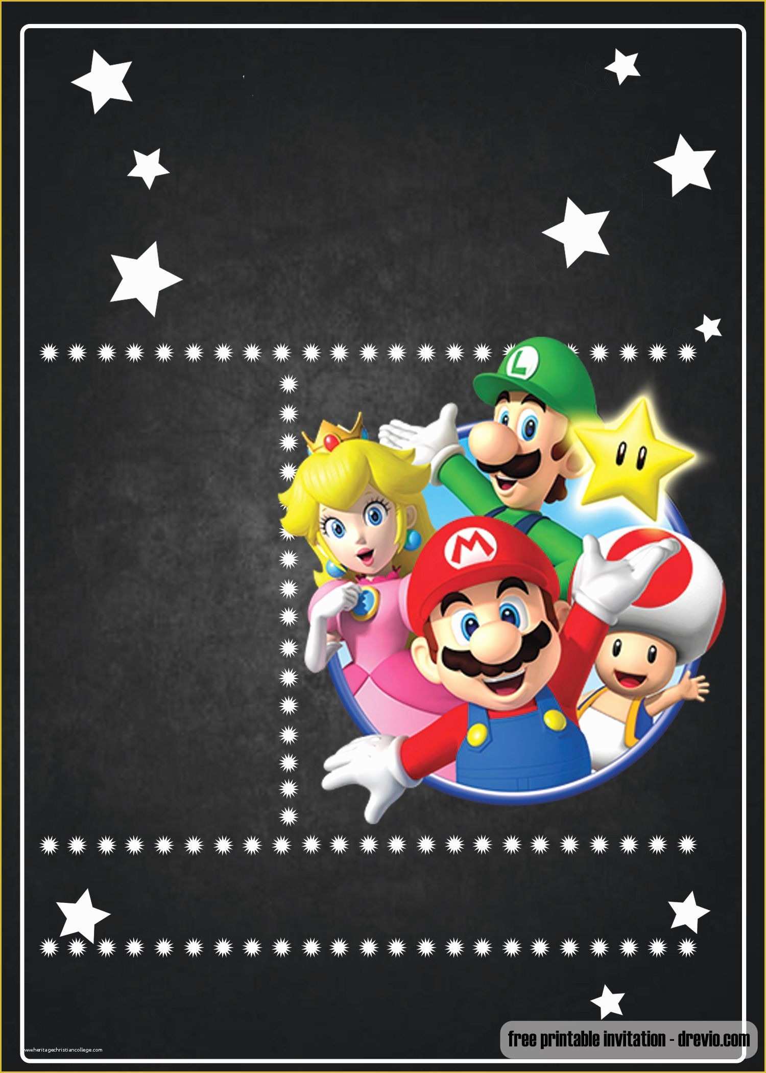 Super Mario Invitations Template Free Of Free Super Mario Chalkboard Invitation