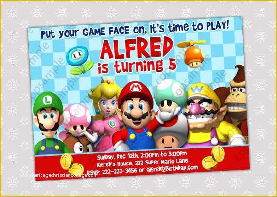 Super Mario Invitations Template Free Of Free Template Super Mario Bros Birthday Invitations