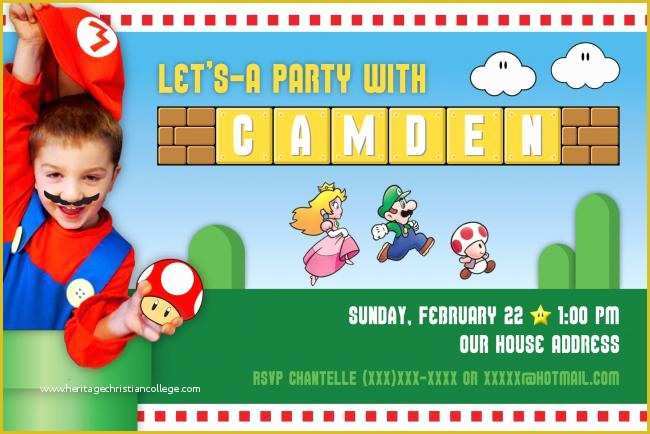 Super Mario Invitations Template Free Of Game A Boy S Super Mario Party Spaceships and Laser