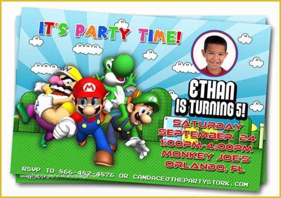 Super Mario Invitations Template Free Of Items Similar to Mario Birthday Invitations Printable