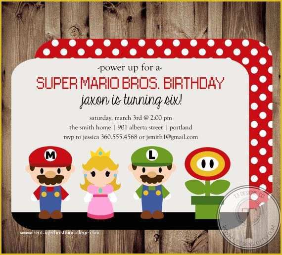 Super Mario Invitations Template Free Of Mario Birthday Invitation Super Mario Brothers by